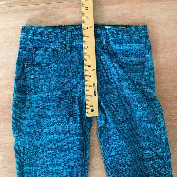 Rag & Bone Legging Jeans Women 24 Blue Tweed Print Mid Rise Pockets Slimming - Picture 9 of 14